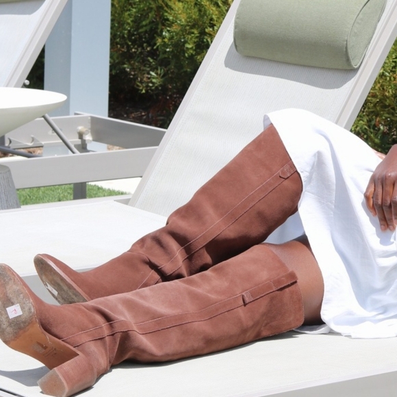 Madewell The Jimi Brown Suede Over The Knee Foldable High Boots Western Boho - Picture 7 of 16